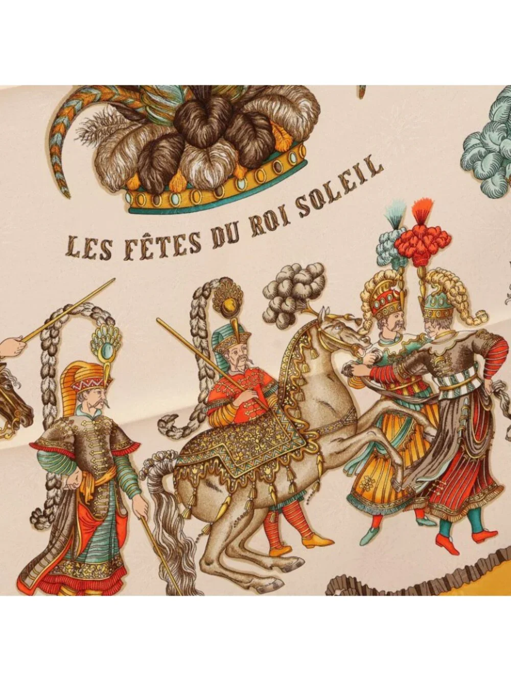 Hermes Scarf Carre 90 les Fetes du Roi Soleil Yellow Silk